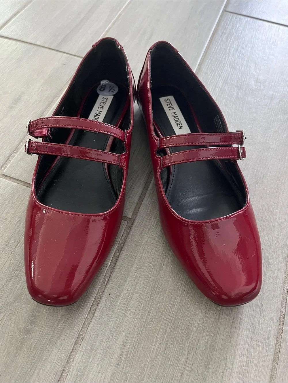 Steve Madden Red Patent Double-Strap Mary Jane Flats